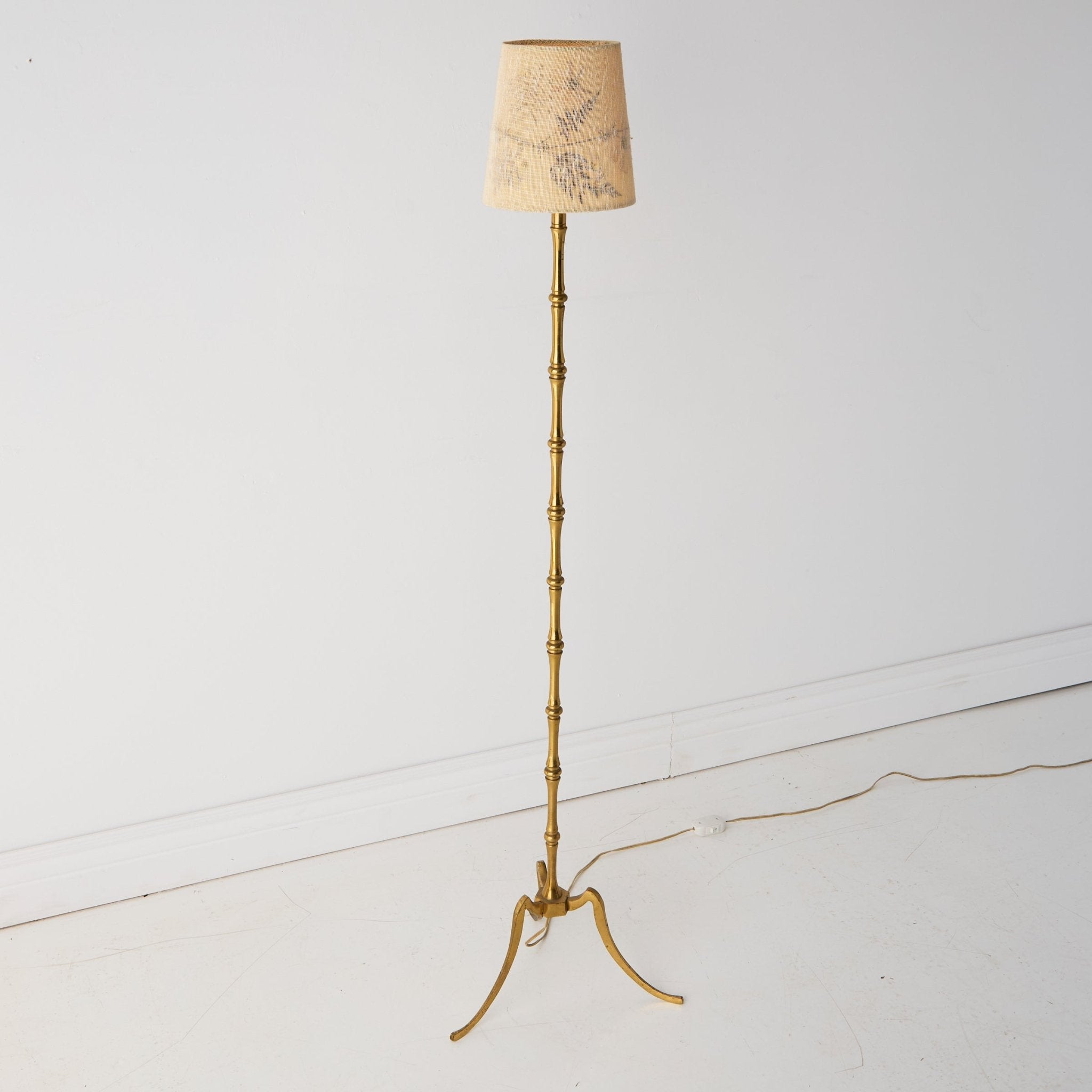 Brass Floor Lamp with Botanical Shade - elsie green - decor