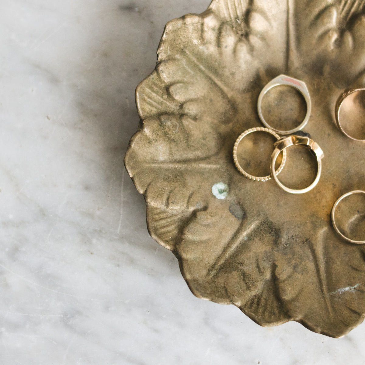 Cast Brass Flower Vide Poche - elsie green - decor