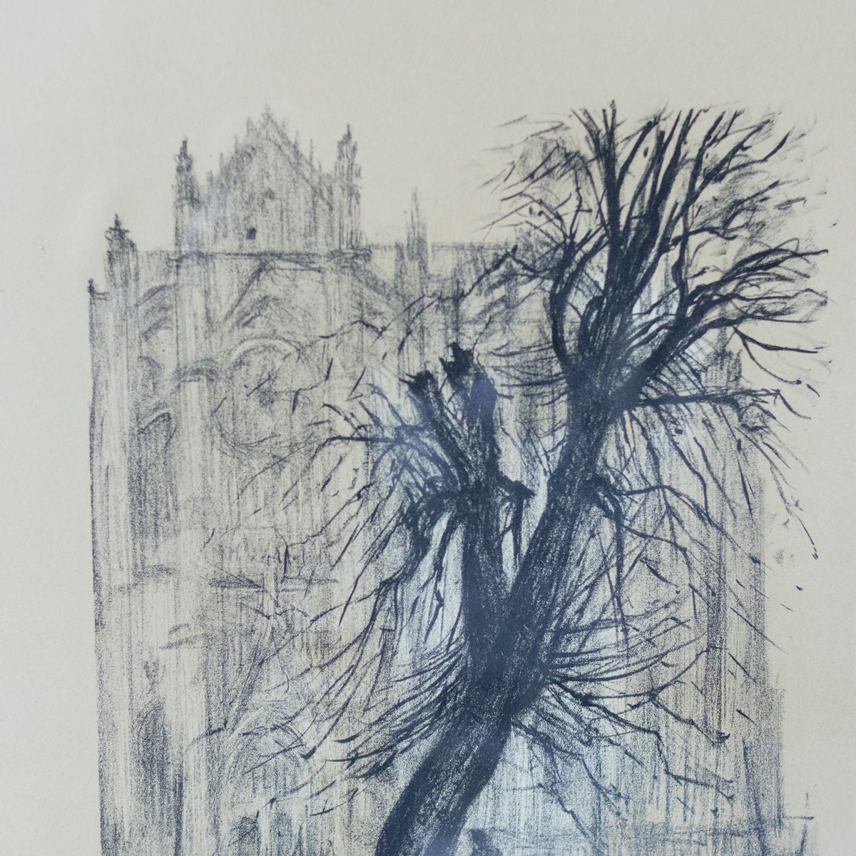 Cathedral with Barren Tree Drawing - elsie green - art