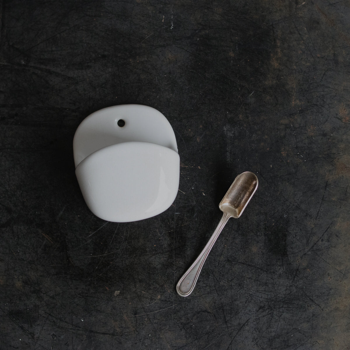 Ceramic Salt Cellar with Petite Salt Spoon - elsie green - the french kitchen