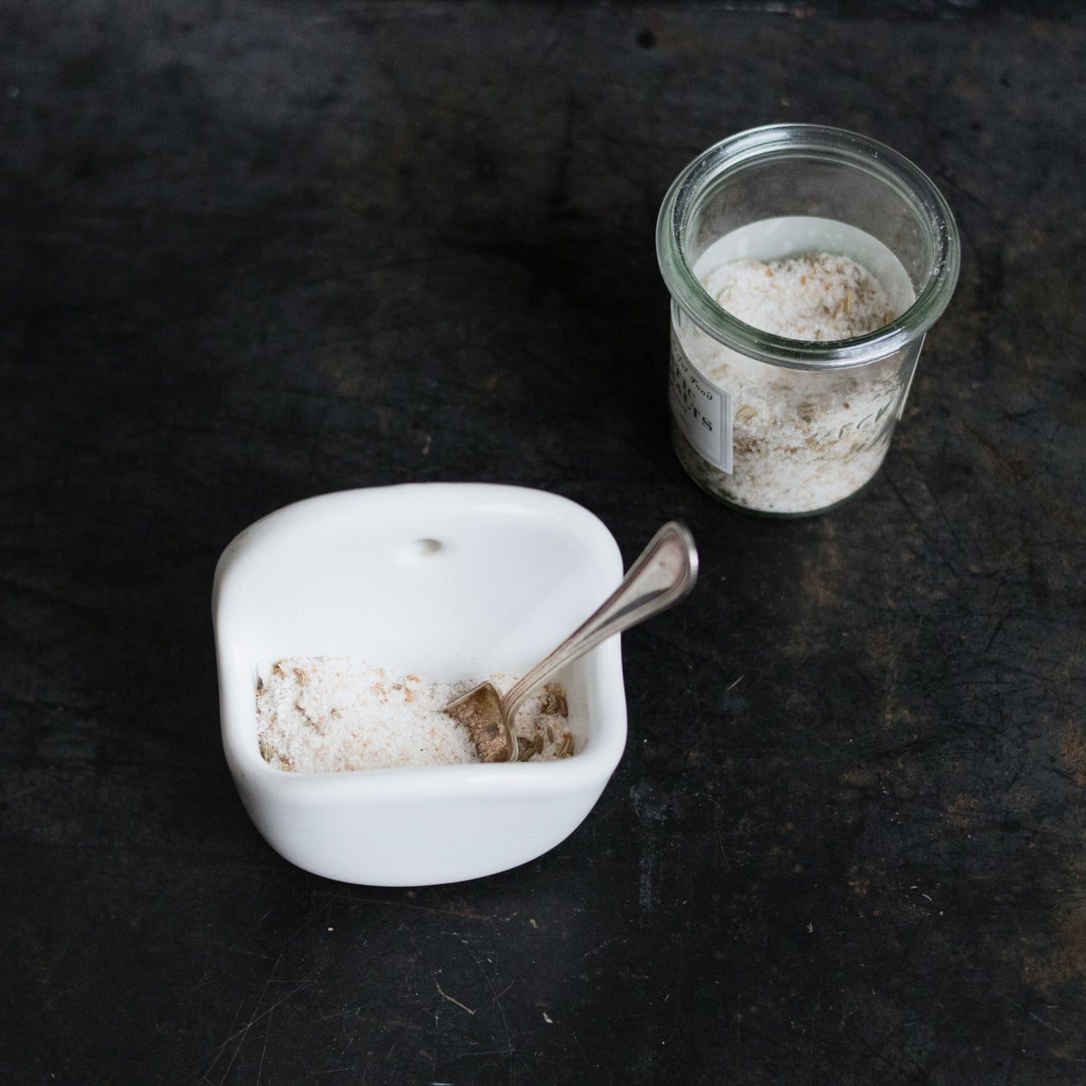 Ceramic Salt Cellar with Petite Salt Spoon - elsie green - the french kitchen