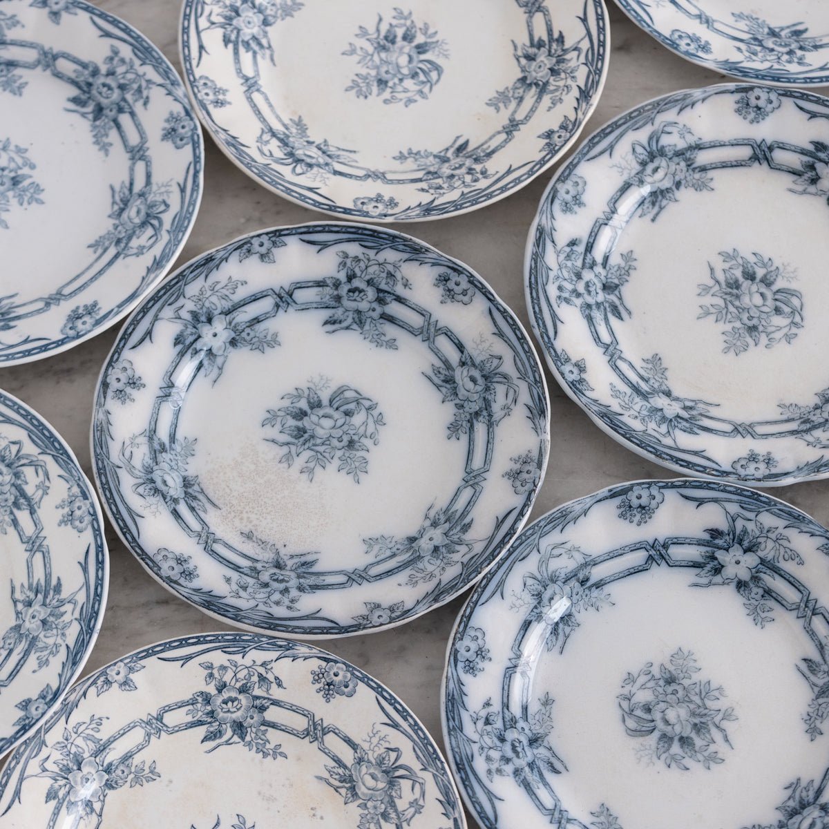 Ceres Flow Blue Transferware Salad Plate Set of 4 - elsie green - the french kitchen