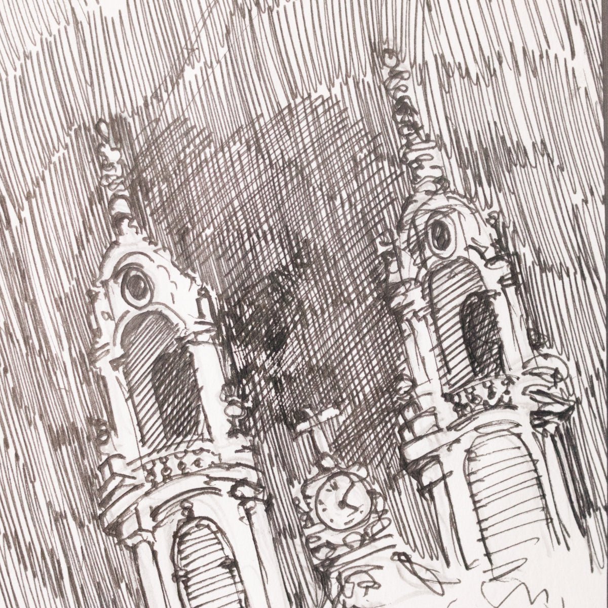 Chapel Drawing in Pen and Ink - elsie green - Art