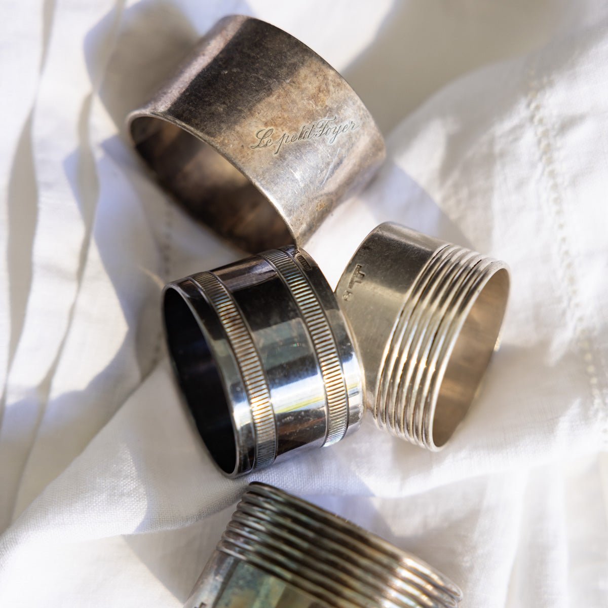 Christofle Silver Napkin Ring Set of 4 - elsie green - the french kitchen