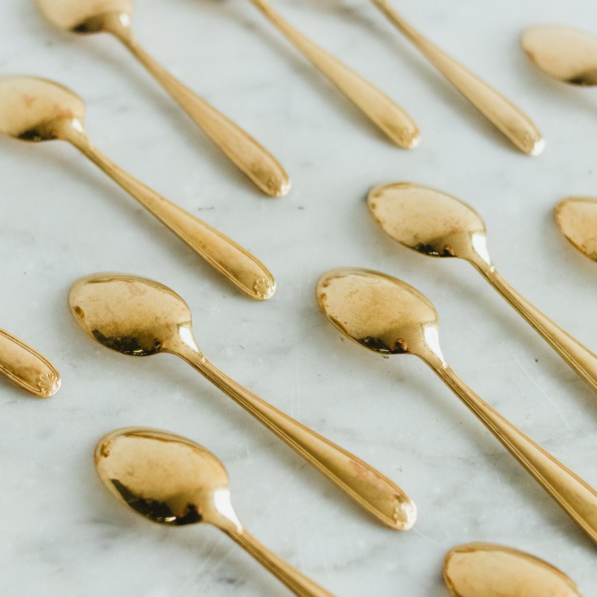 Christofle Vendome Gold - plated Demitasse Spoon Set of 12 - elsie green - the french kitchen