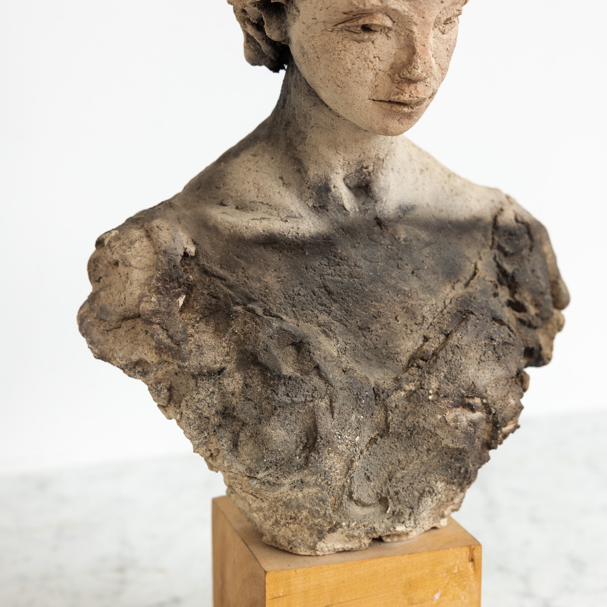 Clay Bust of Pensive Woman - elsie green - art