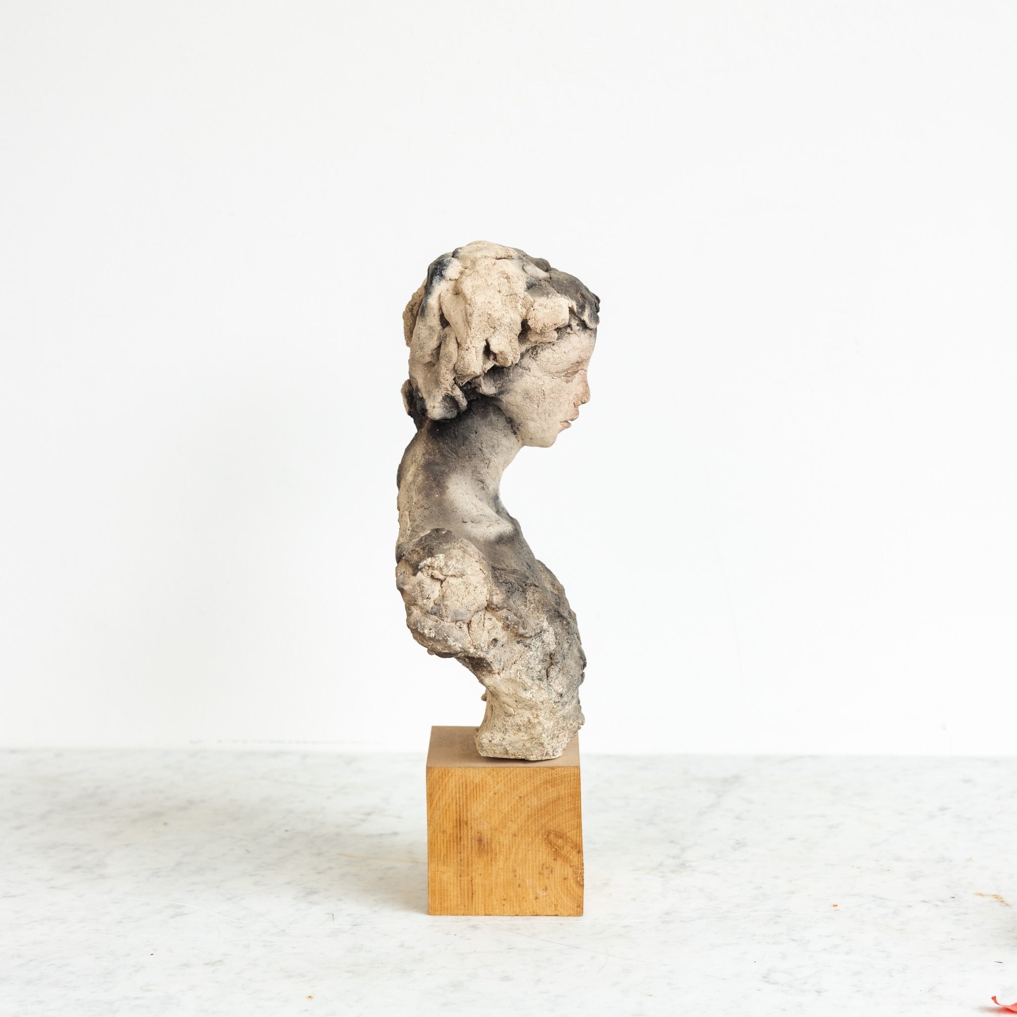 Clay Bust of Pensive Woman - elsie green - art