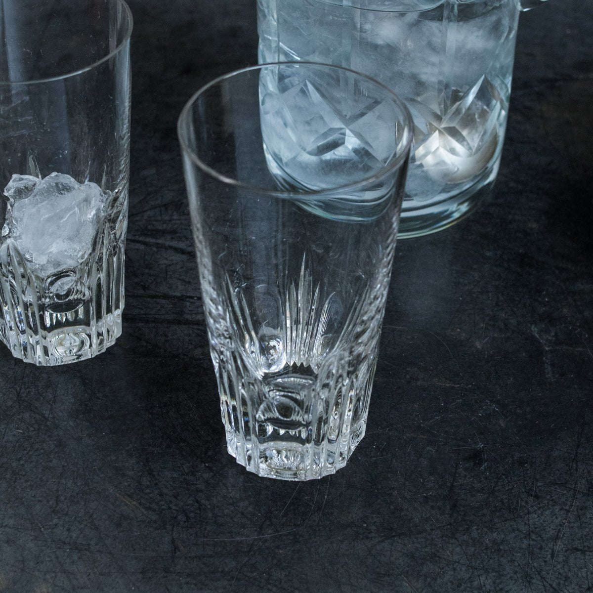 Crystal Bar Pitcher And Pair Of Tall Bar Glasses - elsie green - The French Kitchen