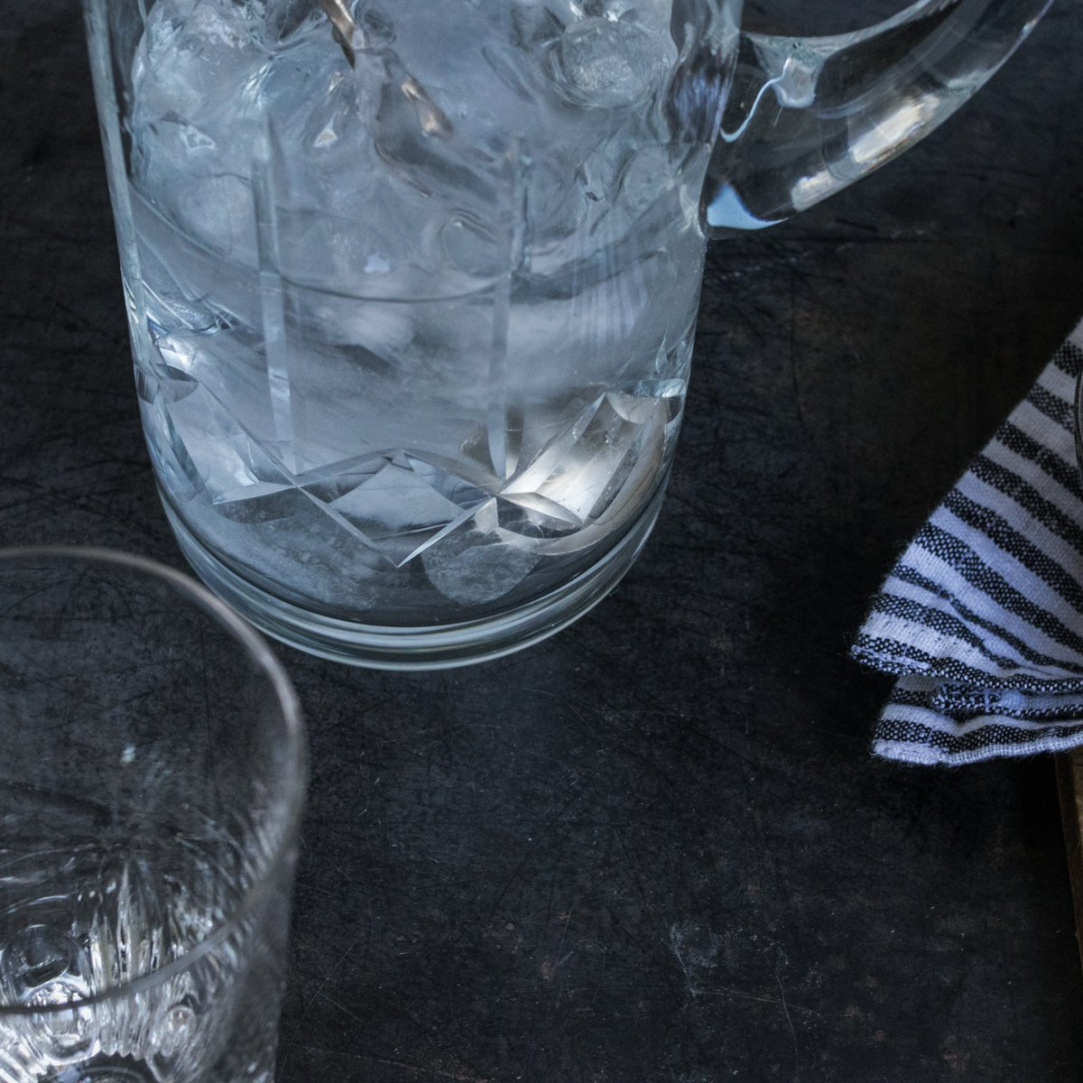 Crystal Bar Pitcher And Pair Of Tall Bar Glasses - elsie green - The French Kitchen