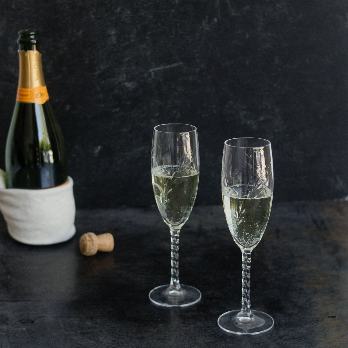 Crystal Champagne Flute Set of 4 - elsie green - The French Kitchen