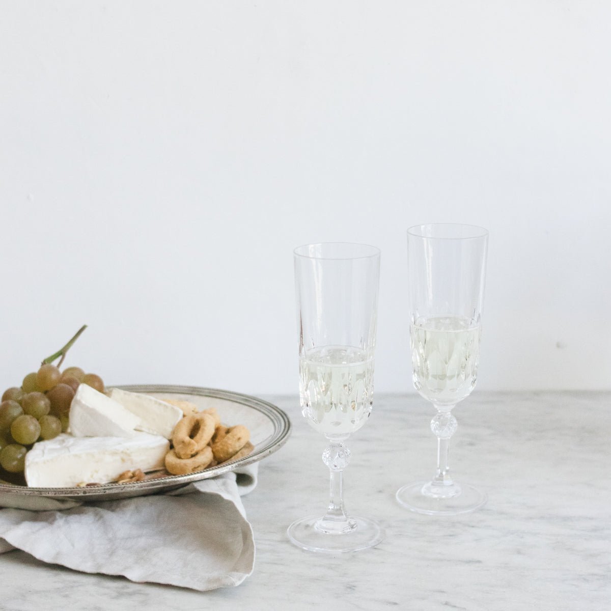 Crystal Champagne Flute Set of 6 - elsie green - The French Kitchen