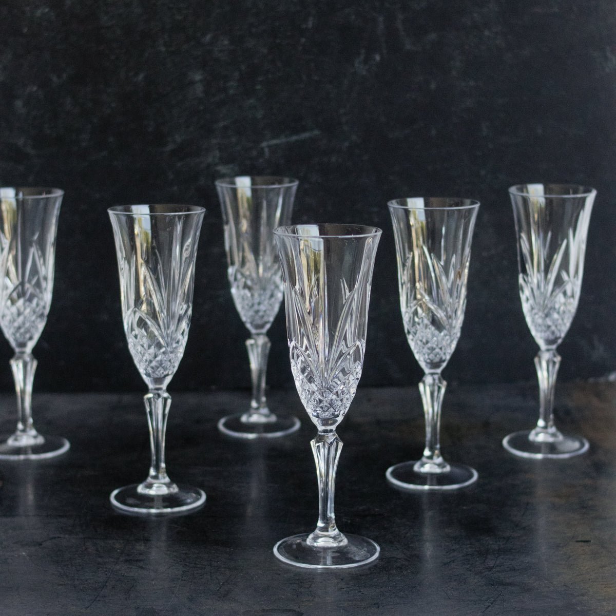 Crystal Champagne Flute Set of 6 - elsie green - The French Kitchen