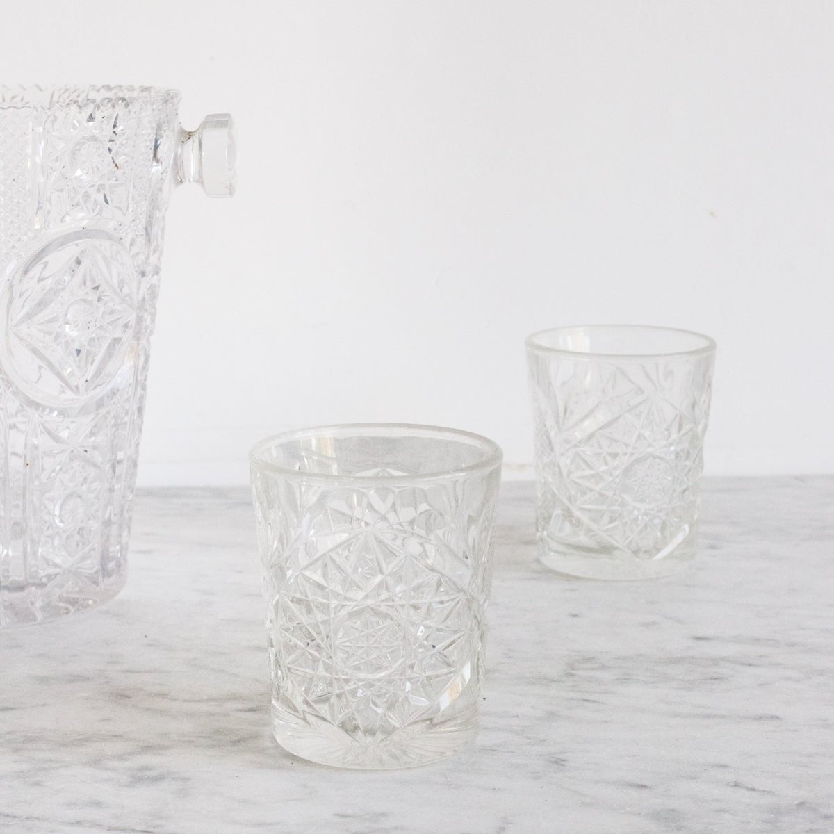 Crystal Ice Bucket And Pair Of Crystal Bar Glasses - elsie green - The French Kitchen