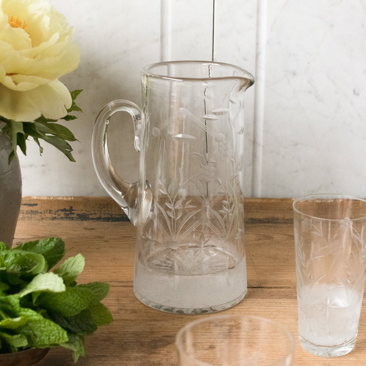 Crystal Pitcher and Set Of 5 Tumblers - elsie green - The French Kitchen