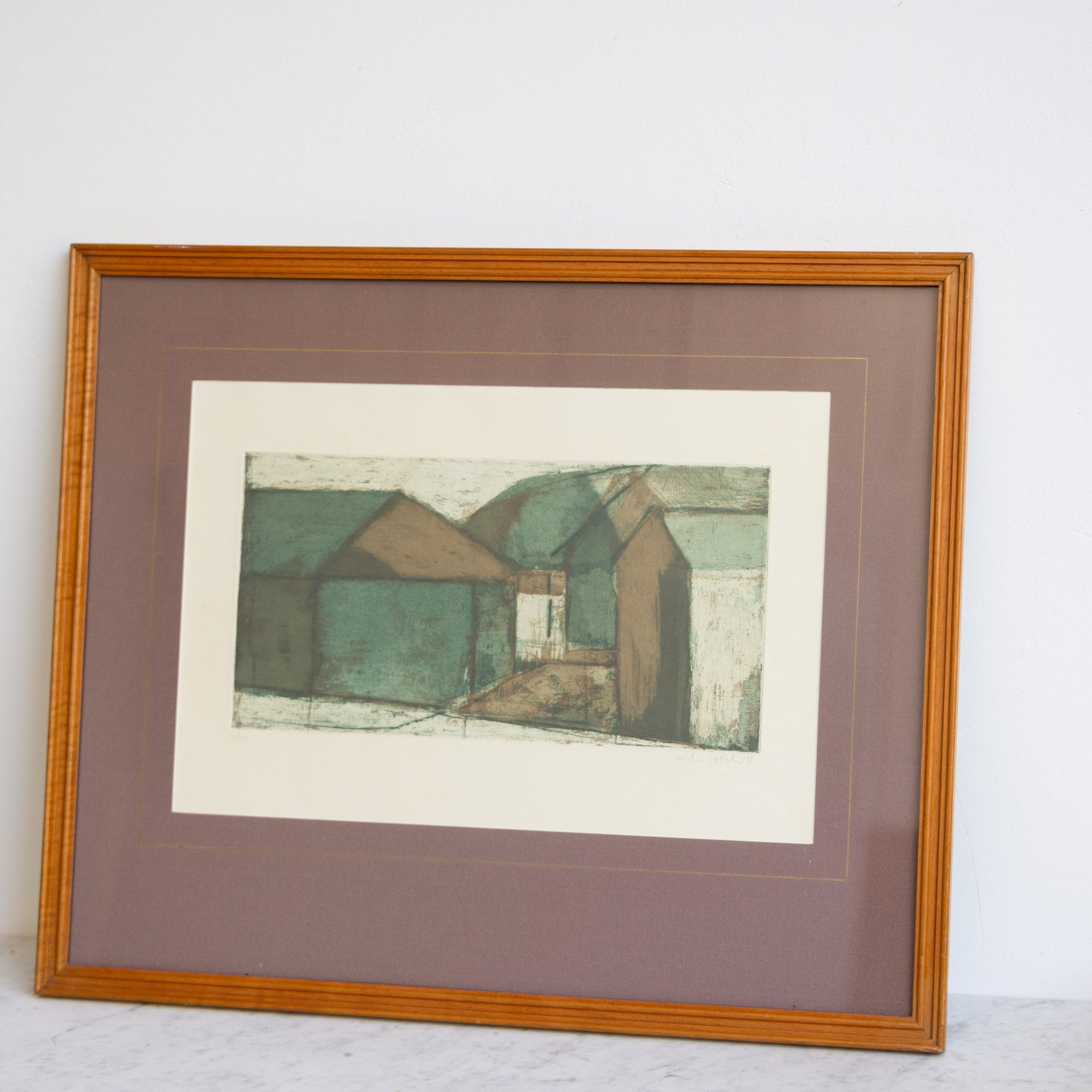 Cubist Village Lithgraph - elsie green - art