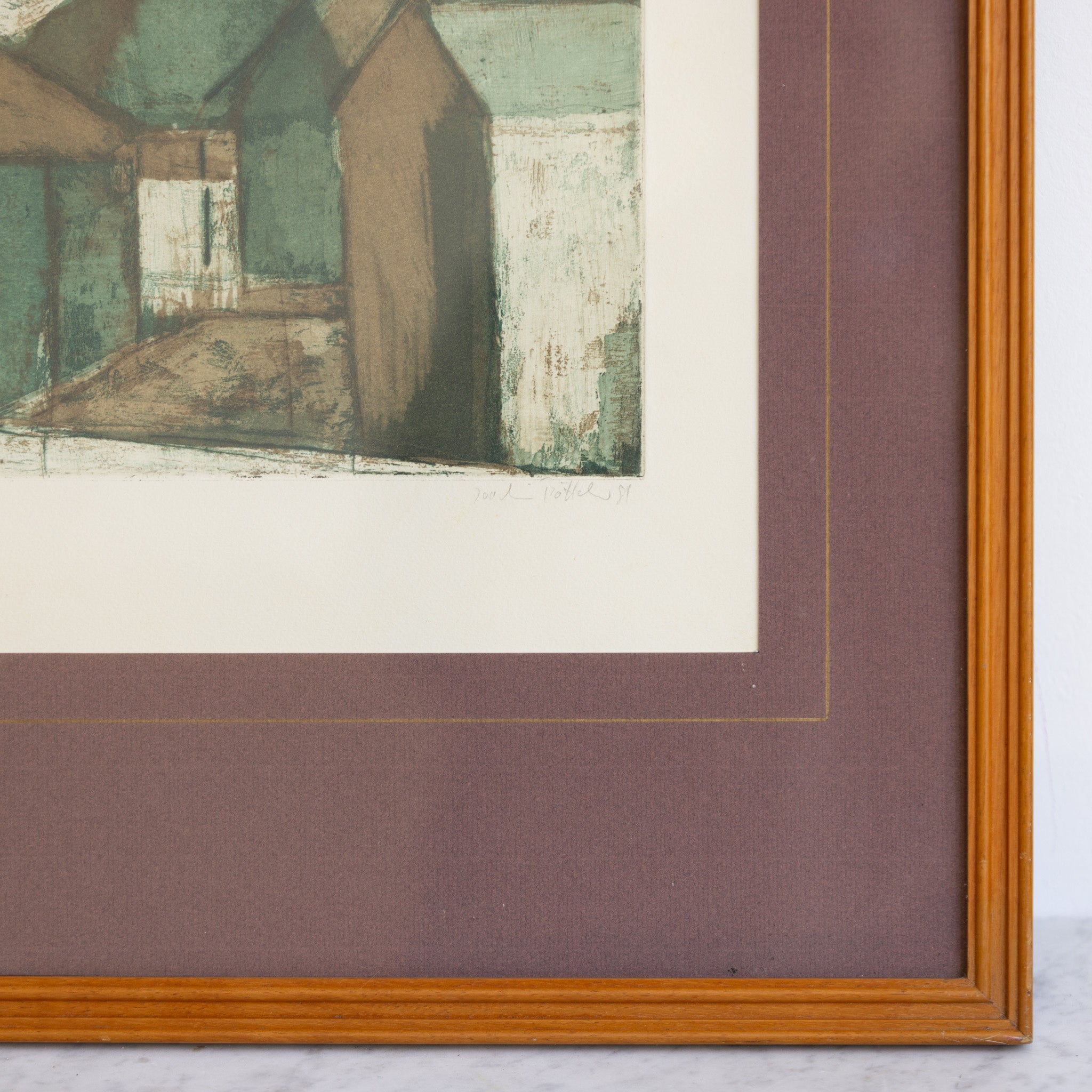 Cubist Village Lithgraph - elsie green - art