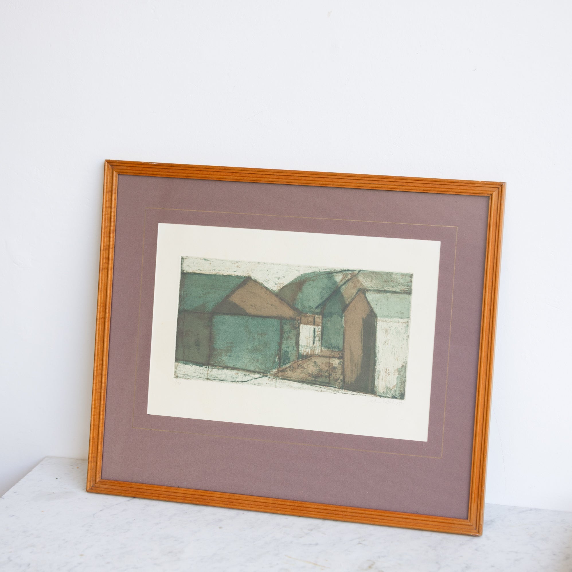 Cubist Village Lithgraph - elsie green - art