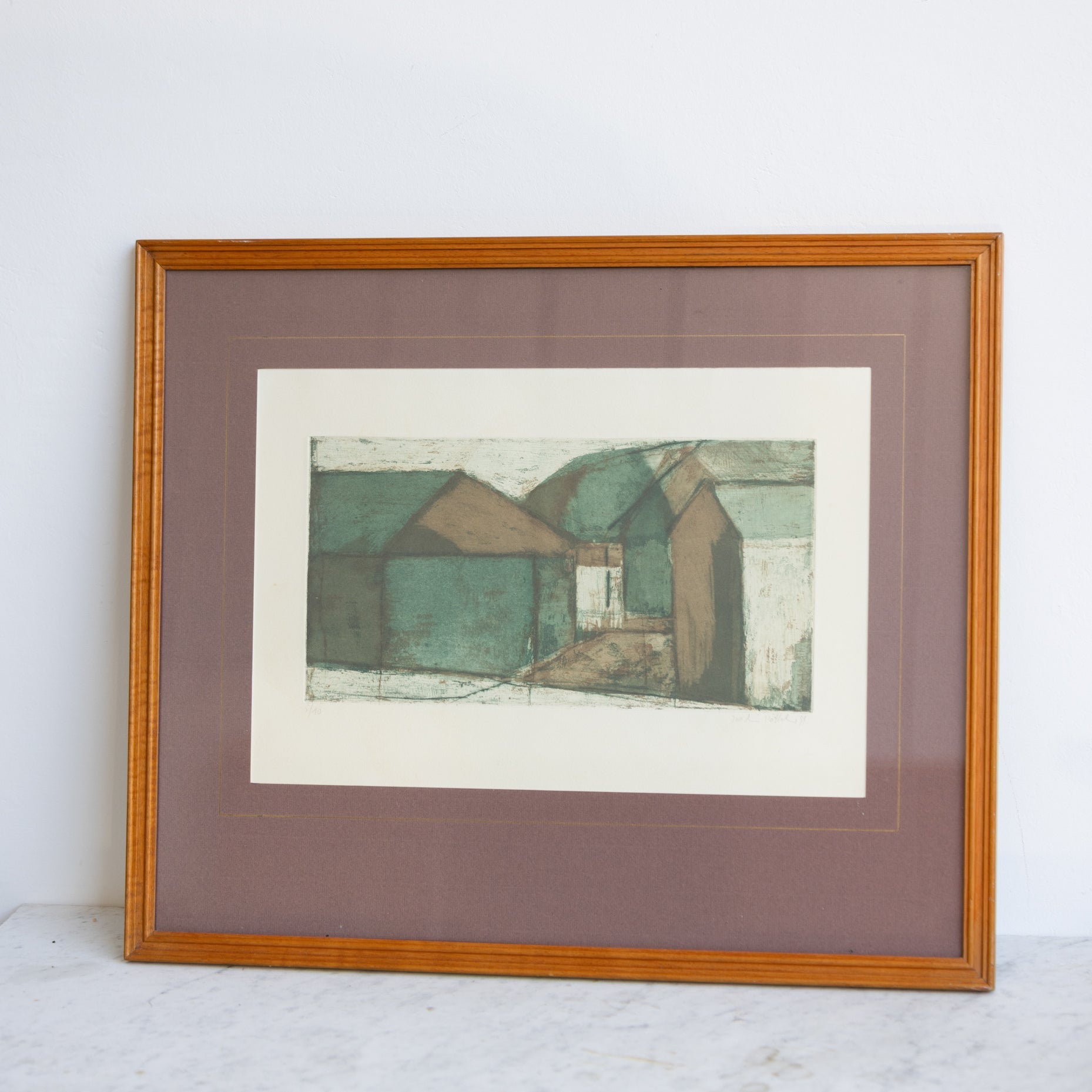 Cubist Village Lithgraph - elsie green - art