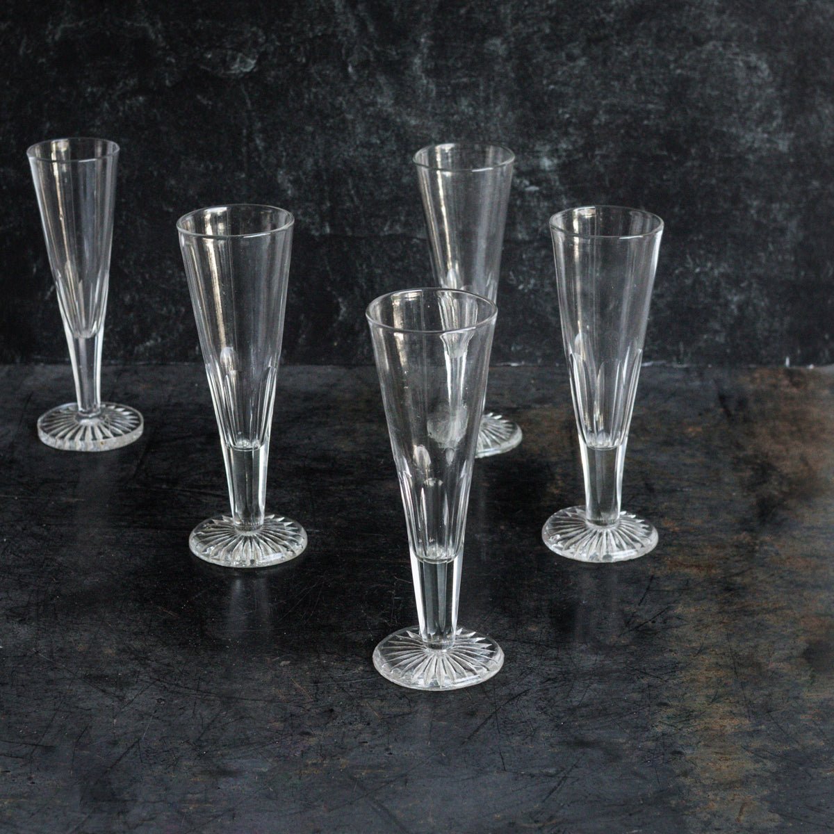 Cut Crystal Champagne Flute Set of 5 - elsie green - the french kitchen