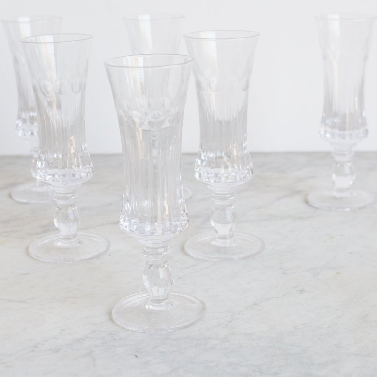 Cut Crystal Flute Set Of 6 - elsie green - The French Kitchen