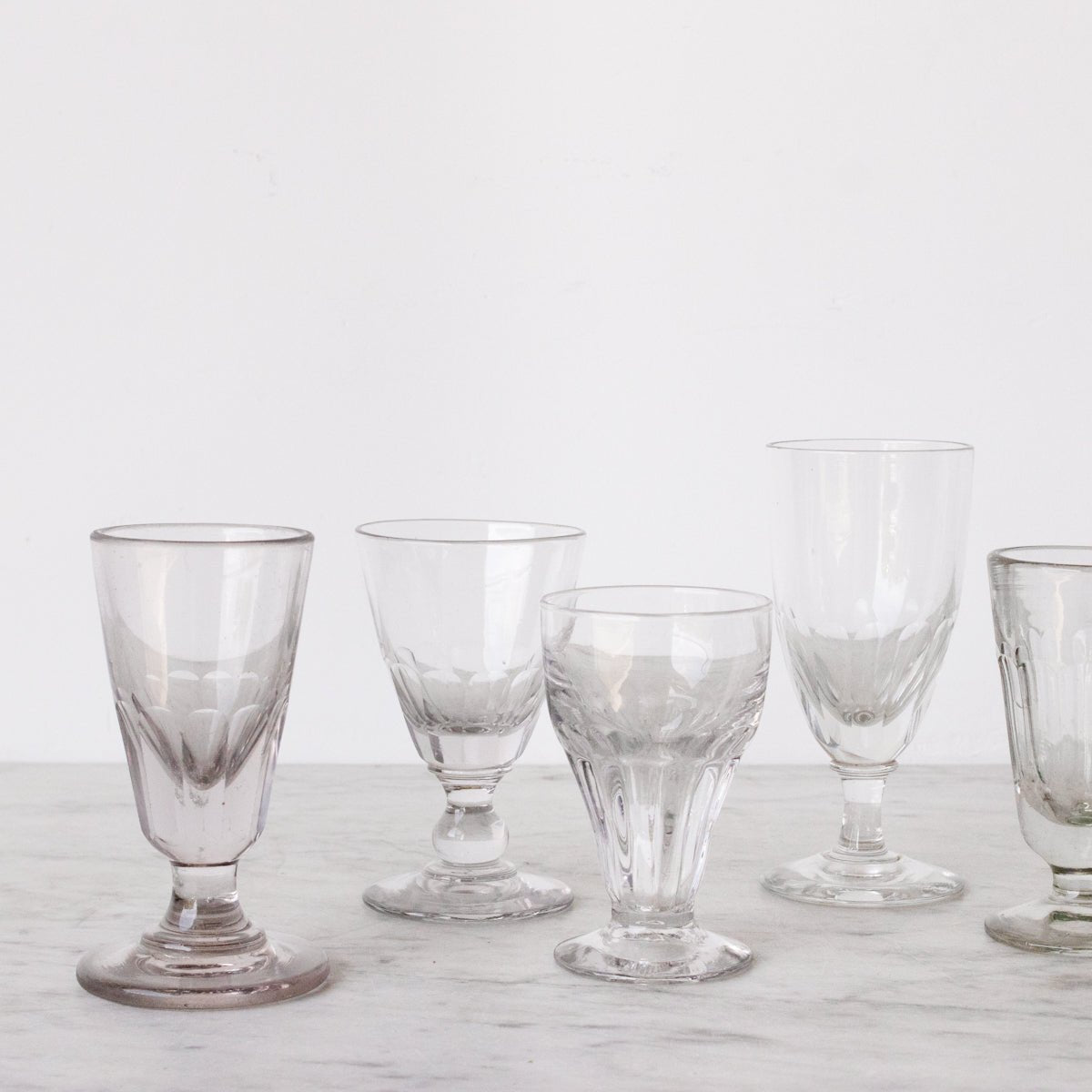 Eclectic Pair of Antique Cut Glass Absinthe Glasses - elsie green - the french kitchen