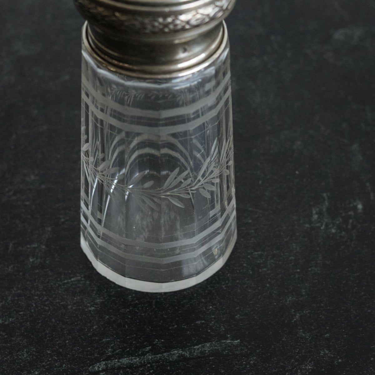 Engraved Crystal and Silver Sugar Shaker - elsie green - the french kitchen