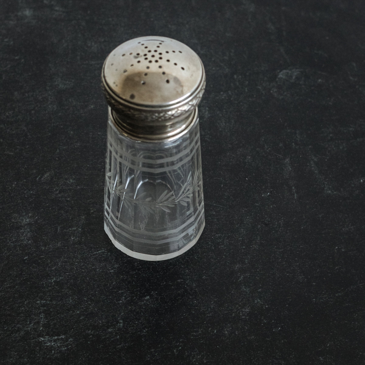 Engraved Crystal and Silver Sugar Shaker - elsie green - the french kitchen