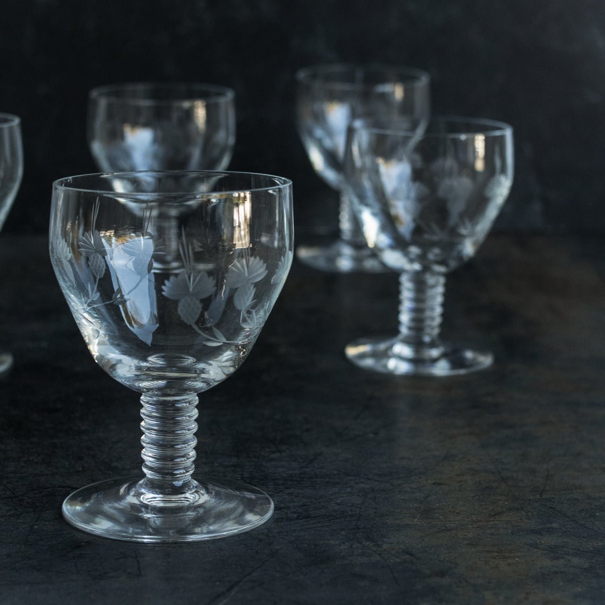 Etched Strawberry Petite Glass Set Of 9 - elsie green - The French Kitchen