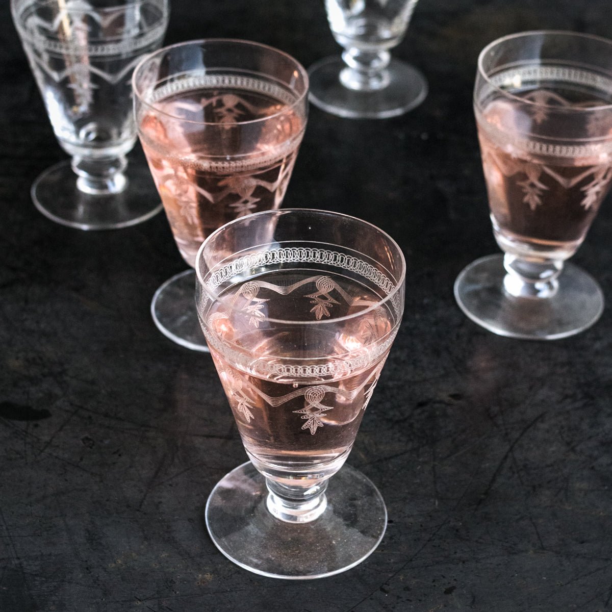 Etched Wine Glass Set Of 4 - elsie green - The French Kitchen