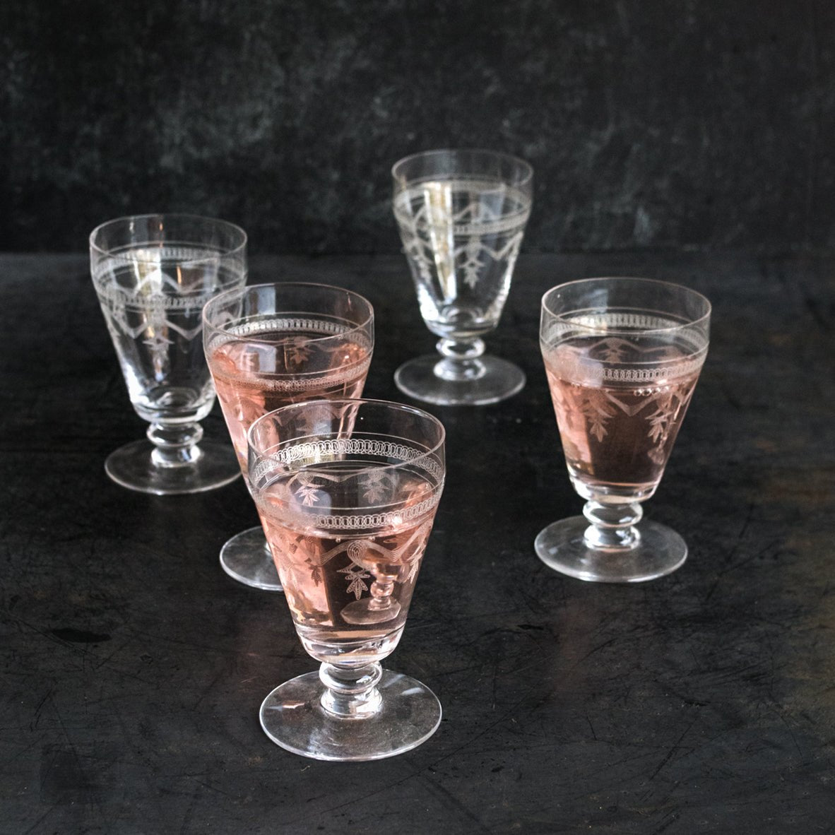 Etched Wine Glass Set Of 4 - elsie green - The French Kitchen