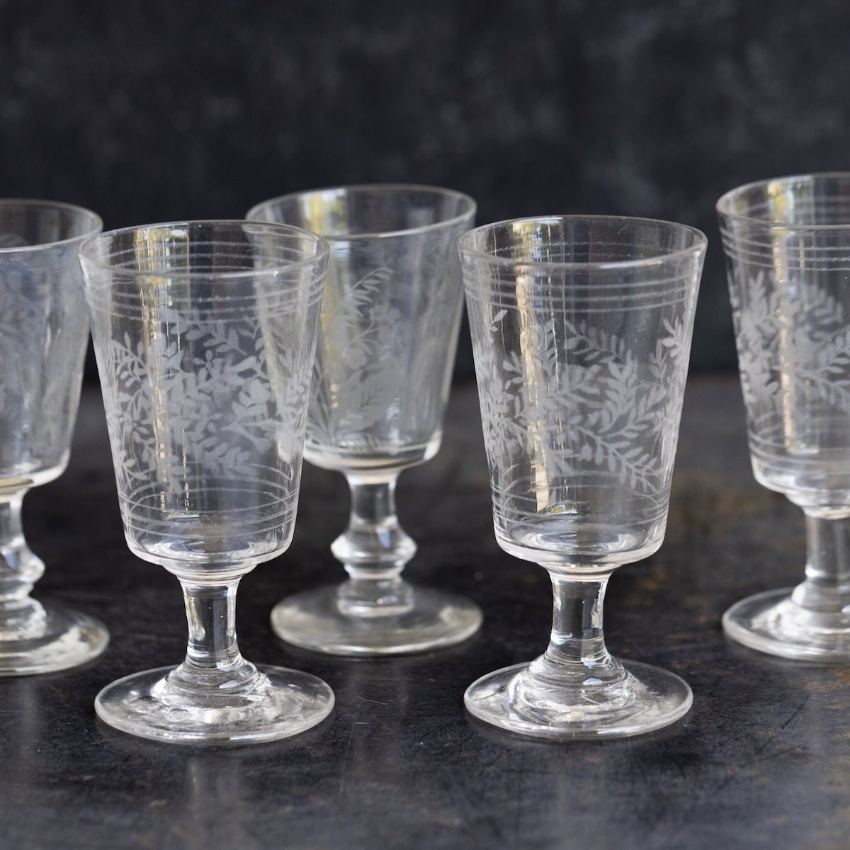 Etched Wine Glass Set of 5 - elsie green - the french kitchen