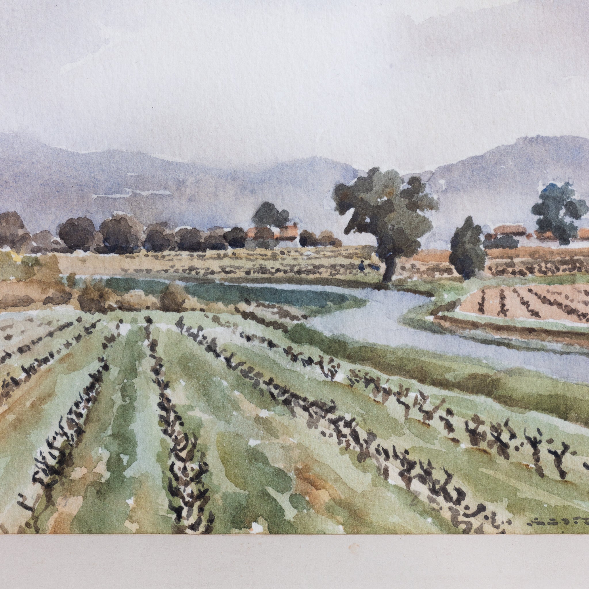 Farm Scene Watercolor Painting - elsie green - art