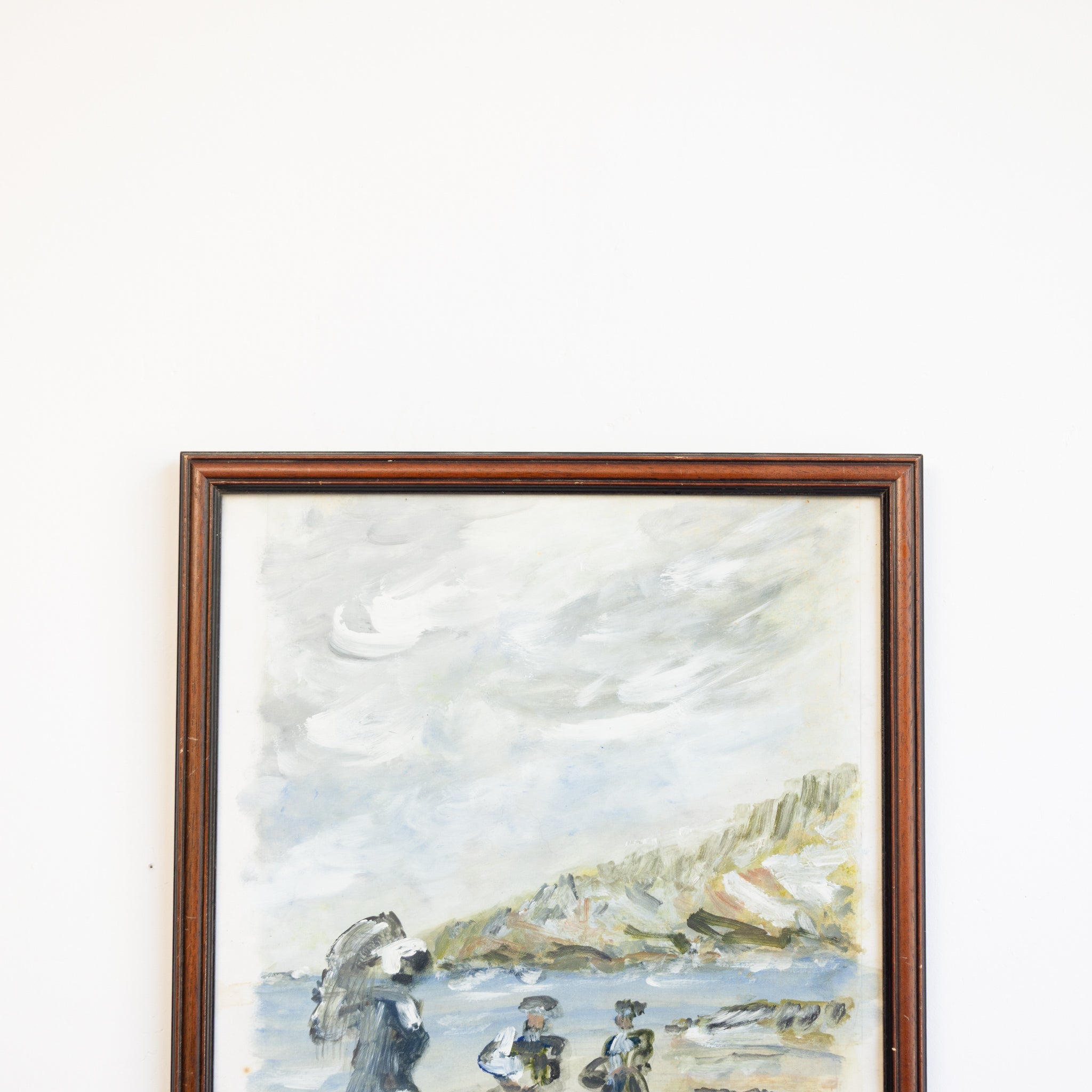 Figures on Beach with Cloudy Sky Oil Painting - elsie green - art