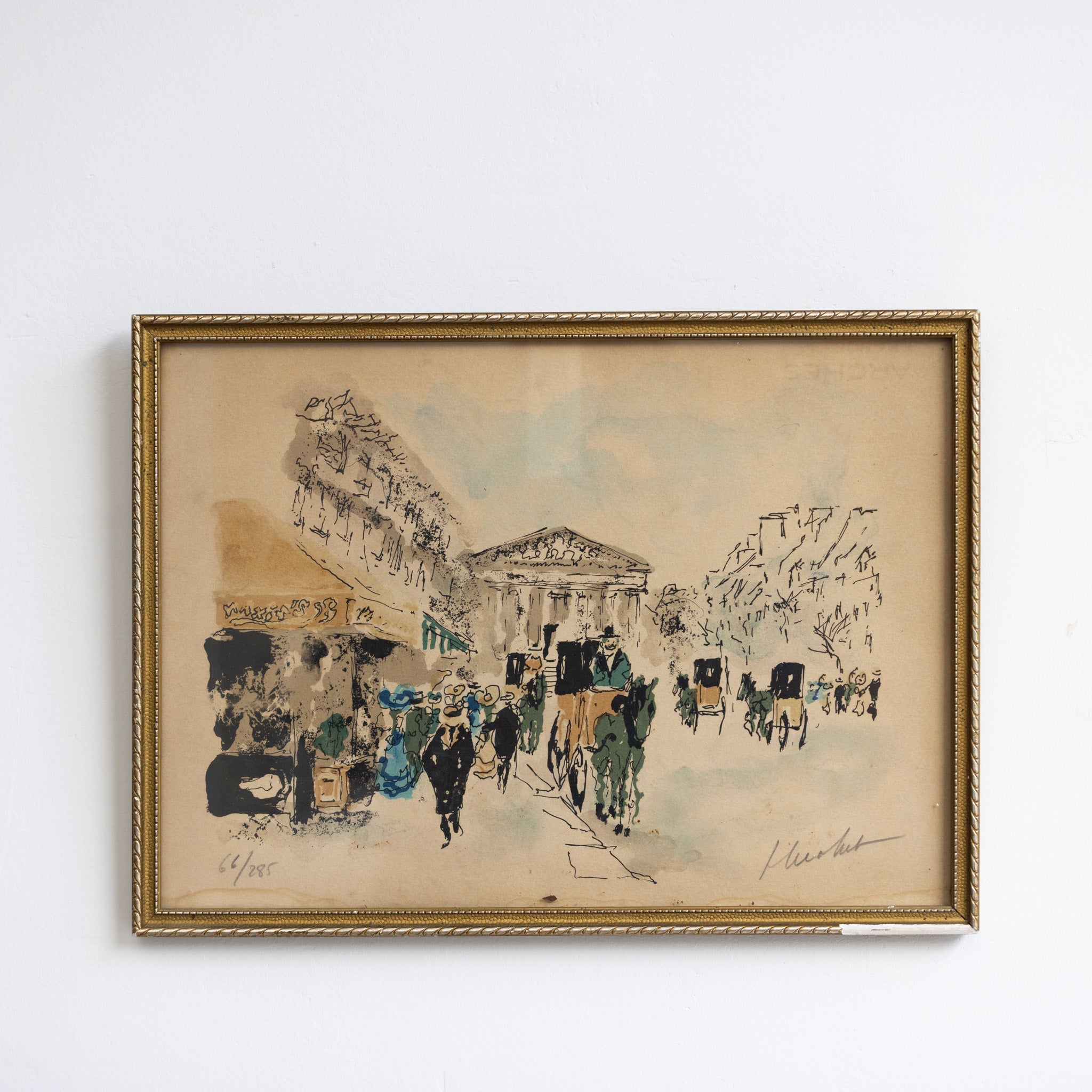 Figures on City Street Watercolor Painting - elsie green - art