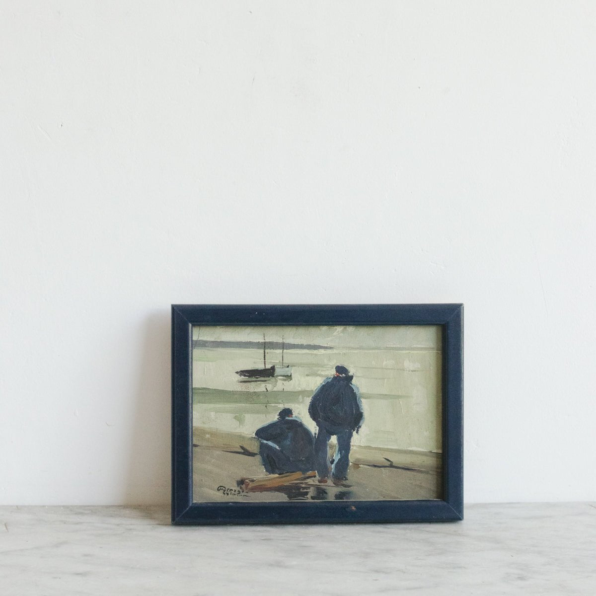 Figures on Stormy Shore | Trio of Paintings - elsie green - art