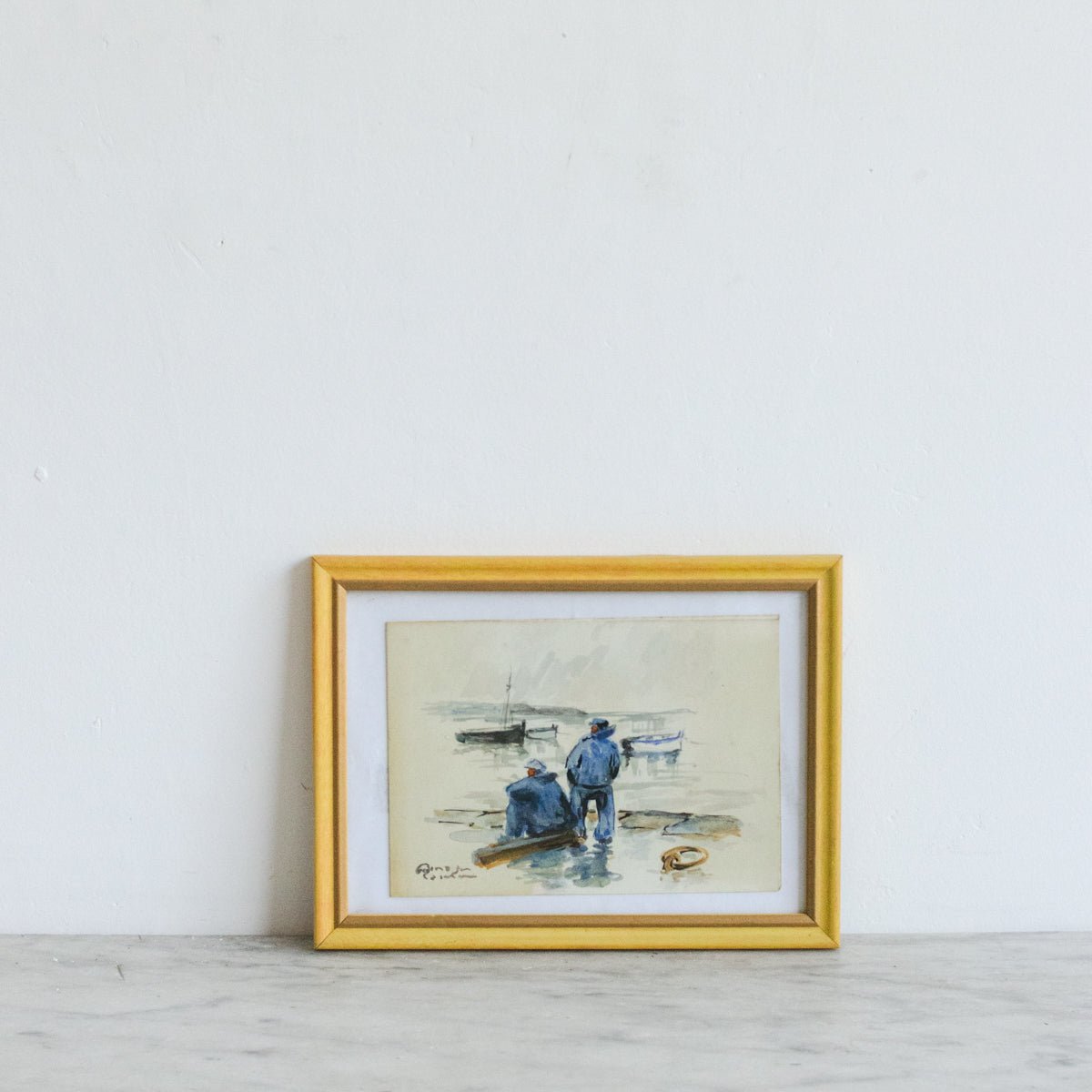 Figures on Stormy Shore | Trio of Paintings - elsie green - art