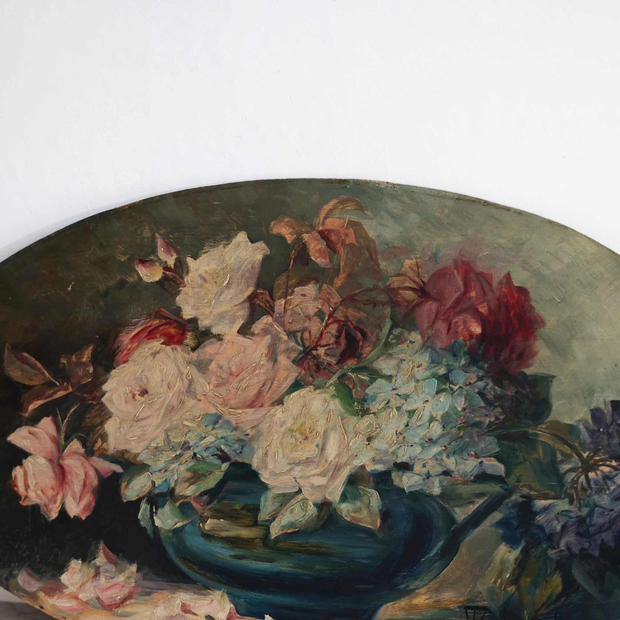 Floral Still Life in Oval Oil Painting - elsie green - art