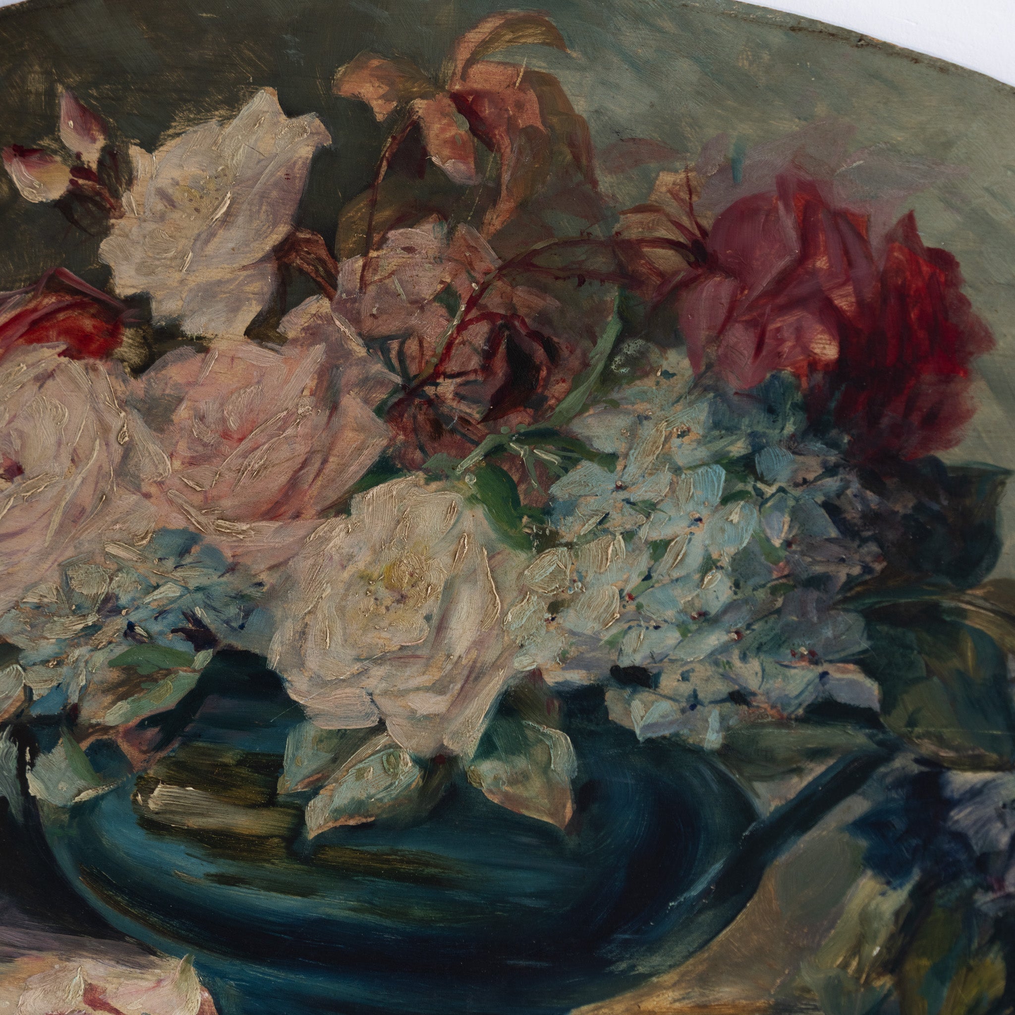 Floral Still Life in Oval Oil Painting - elsie green - art