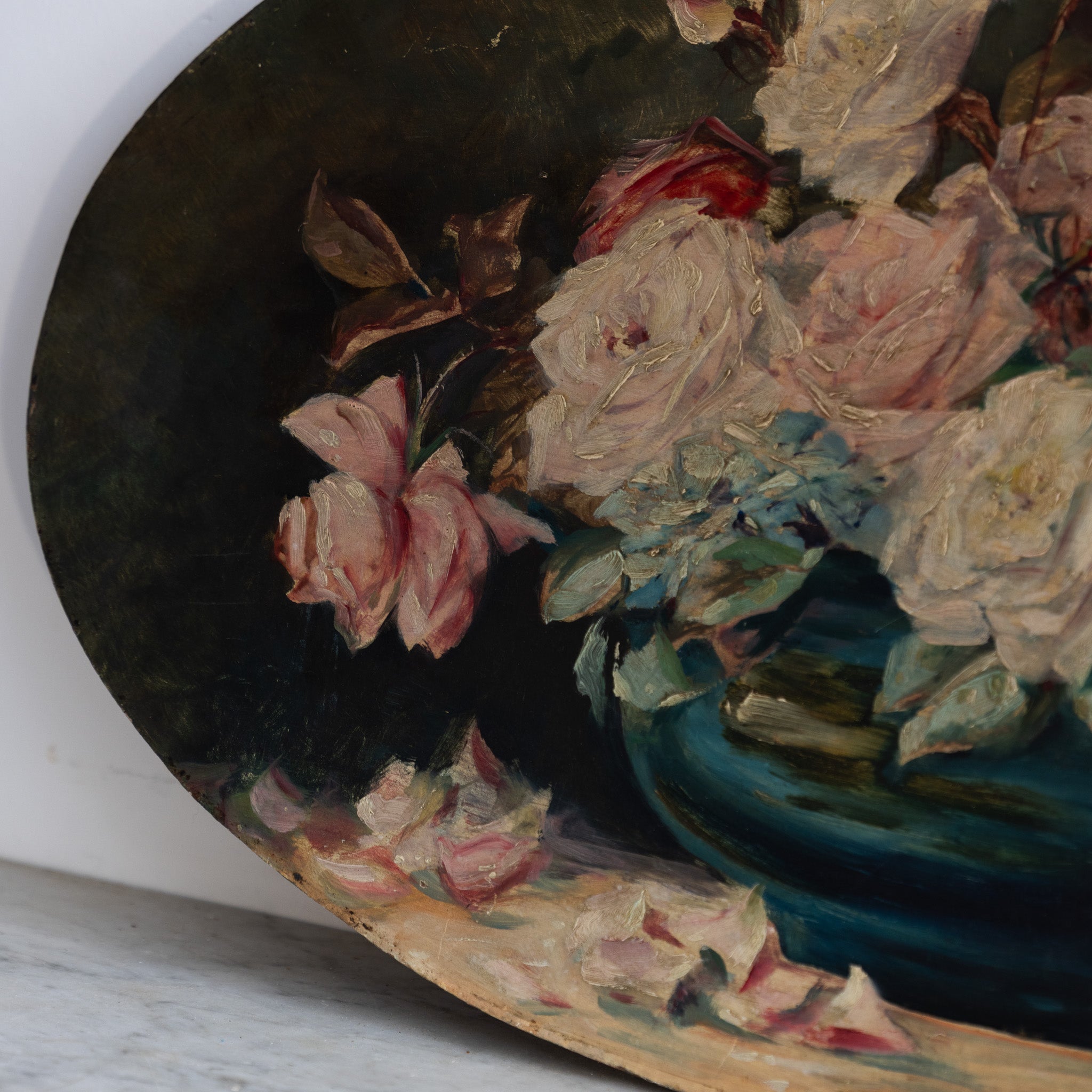 Floral Still Life in Oval Oil Painting - elsie green - art