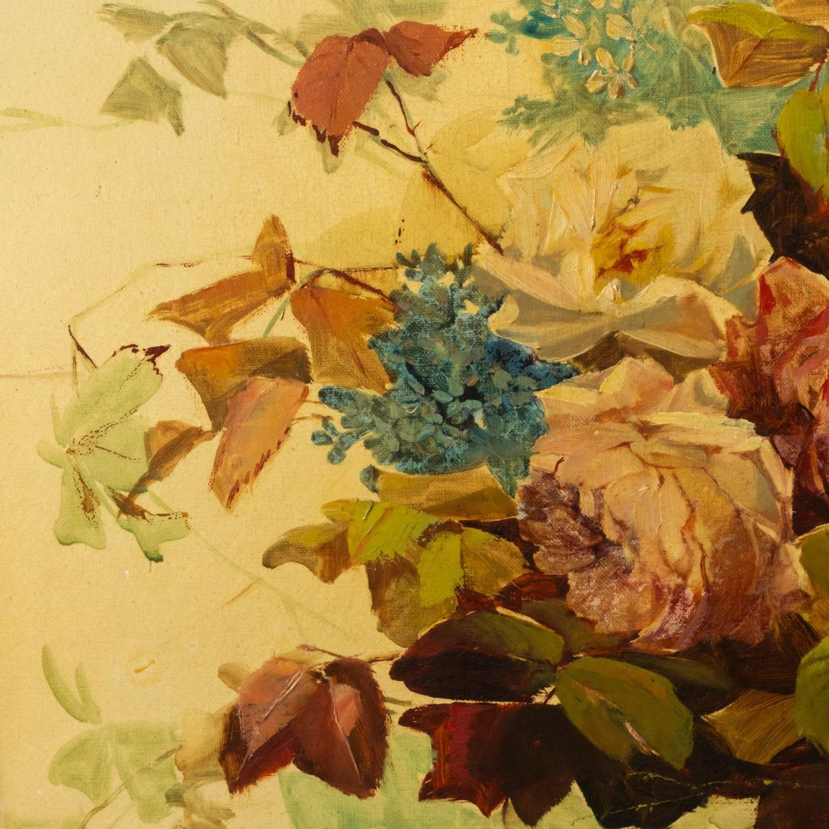 Floral Still Life on Yellow Drape No. 2 Oil Painting - elsie green - art