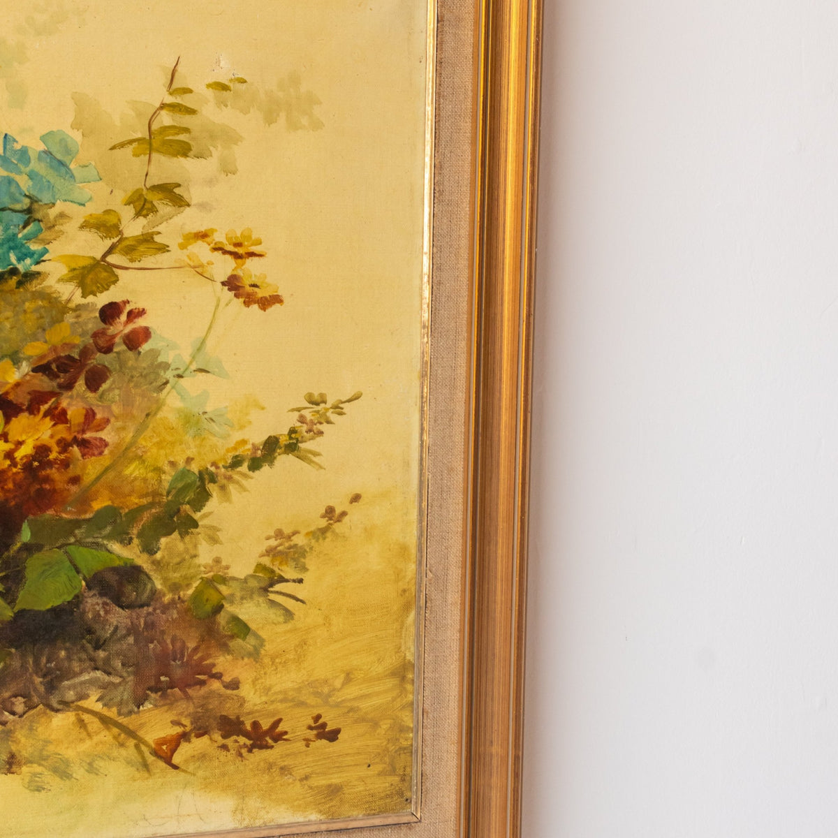 Floral Still Life on Yellow Drape Oil Painting - elsie green - art