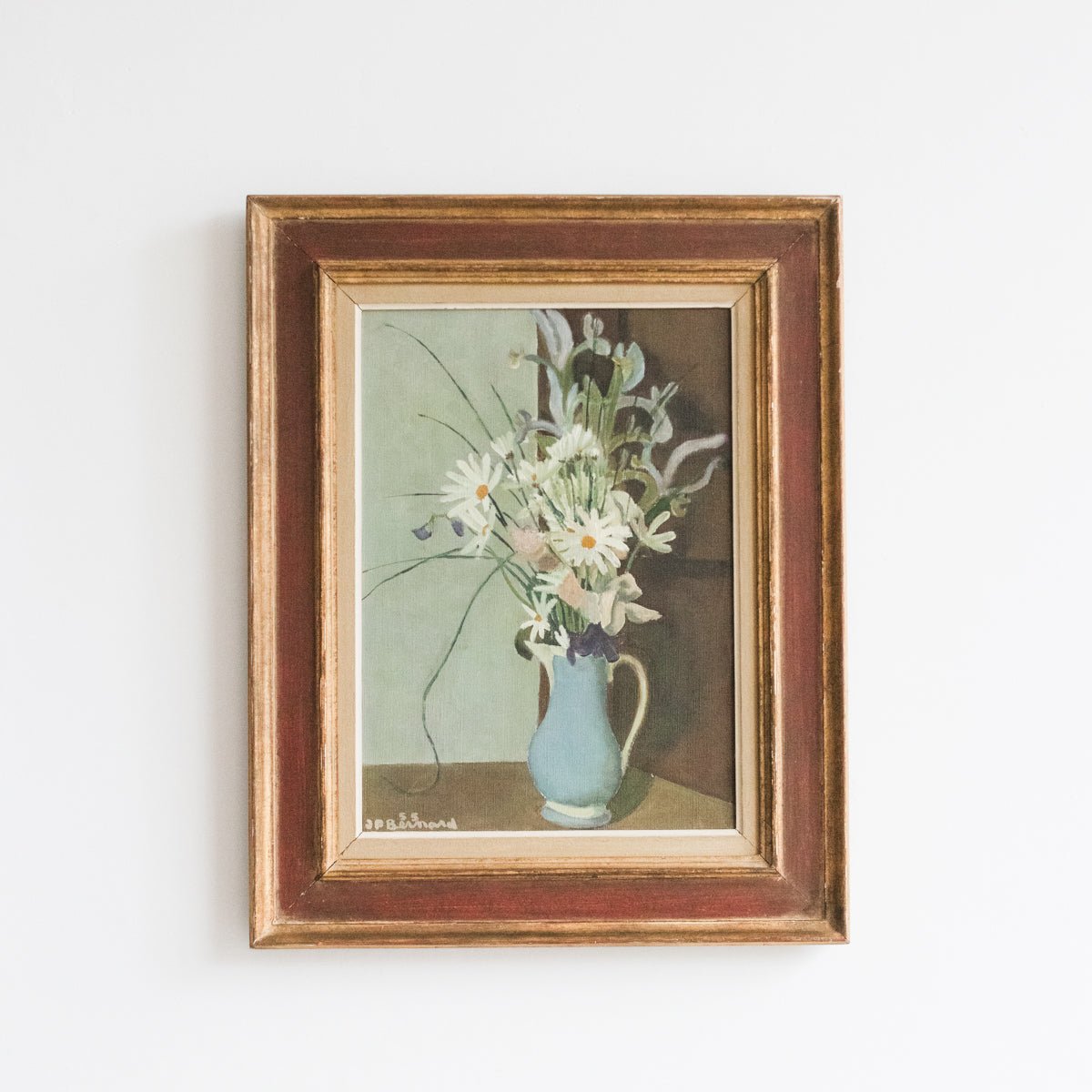 Floral Still Life with Blue Drape Oil Painting - elsie green - art