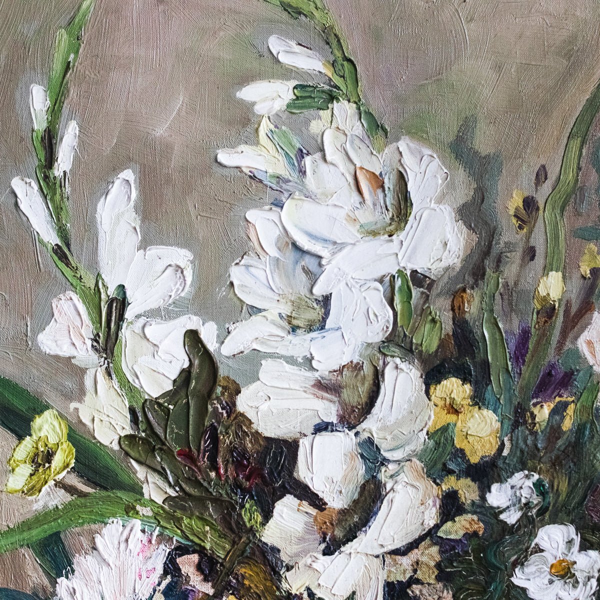 Floral Still Life with Gladiolas Oil Painting - elsie green - art