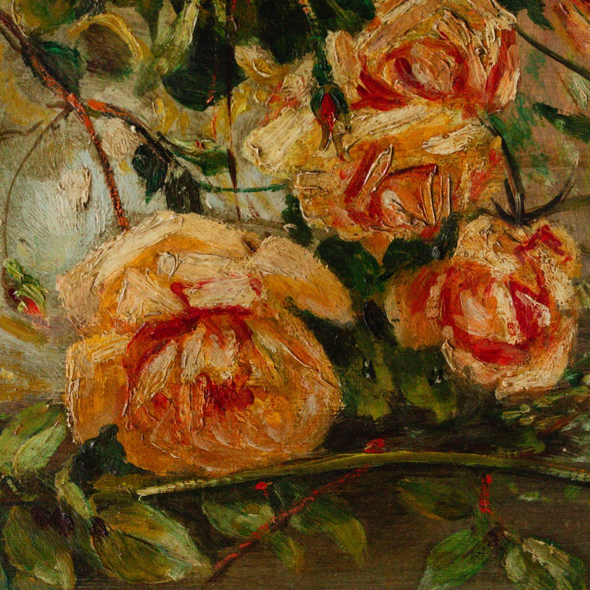 Floral Still Life with Roses Oil Painting | Dated 1932 - elsie green - art