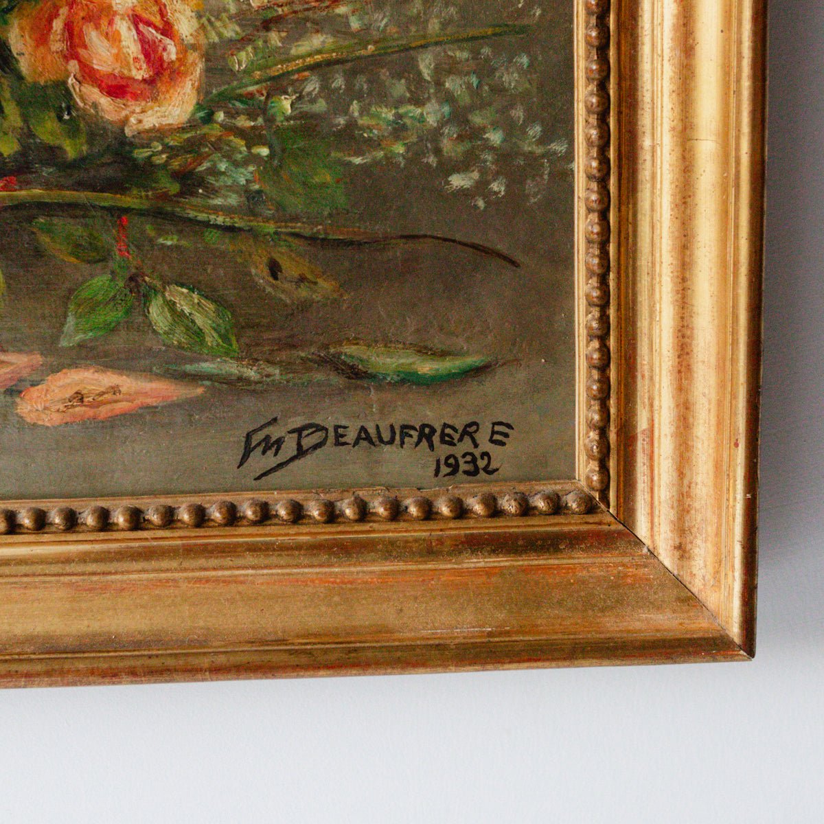 Floral Still Life with Roses Oil Painting | Dated 1932 - elsie green - art