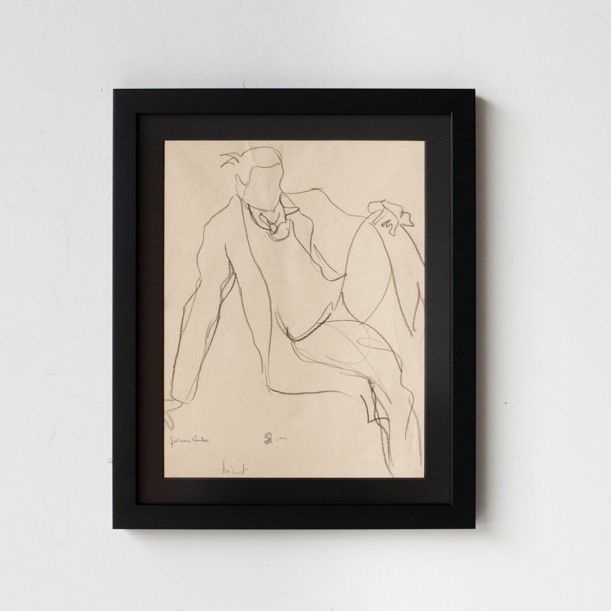 Framed Drawing with Seated Man | Guy Aubert - elsie green - art