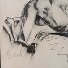 Framed Ink and Watercolor with Reclining Nude - elsie green - art