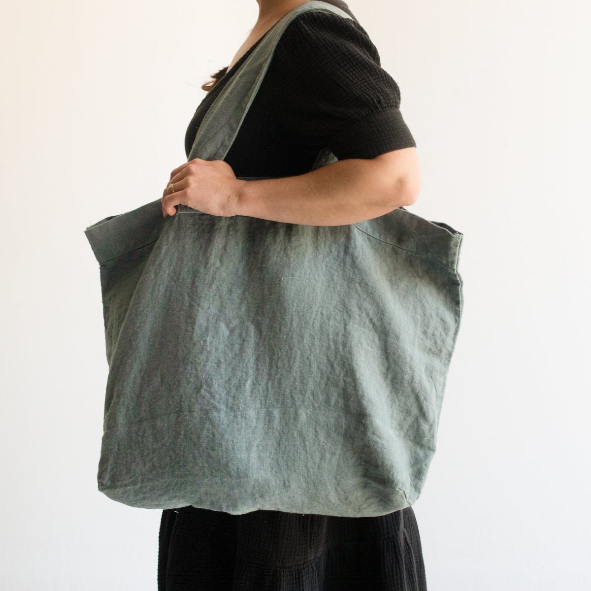 French Linen Tote Bag - elsie green - textiles