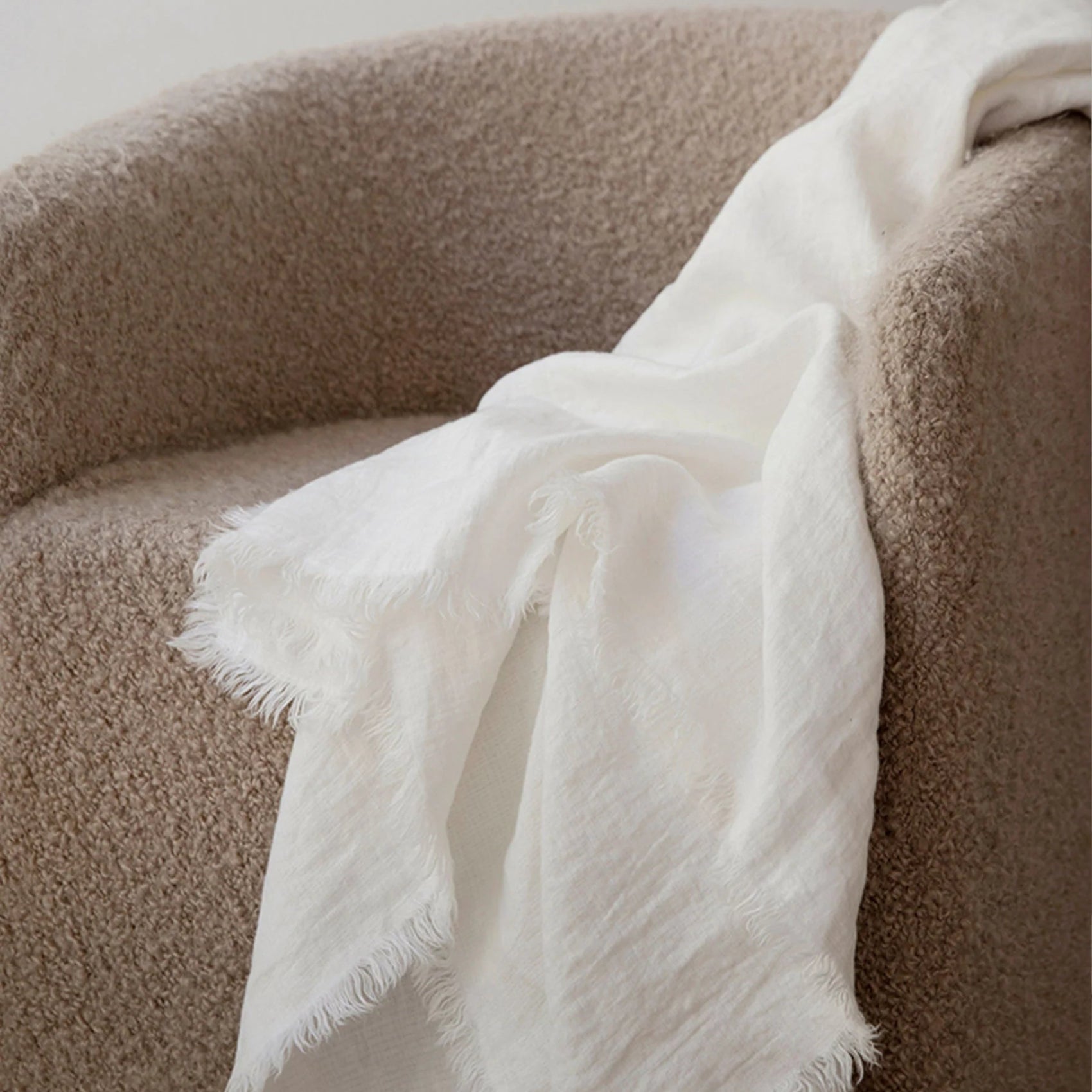 Freya Linen Throw | Snow - elsie green - Textiles