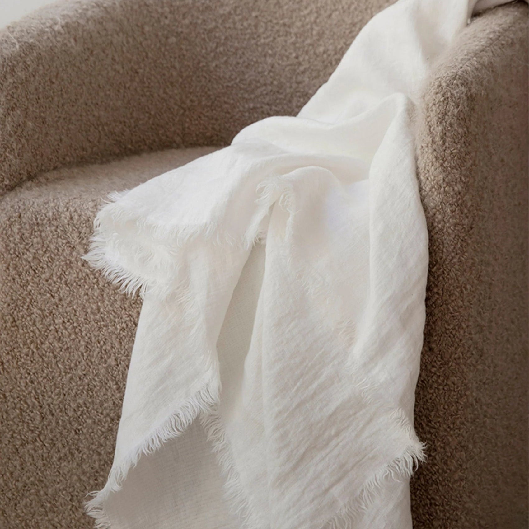 Freya Linen Throw | Snow - elsie green - Textiles